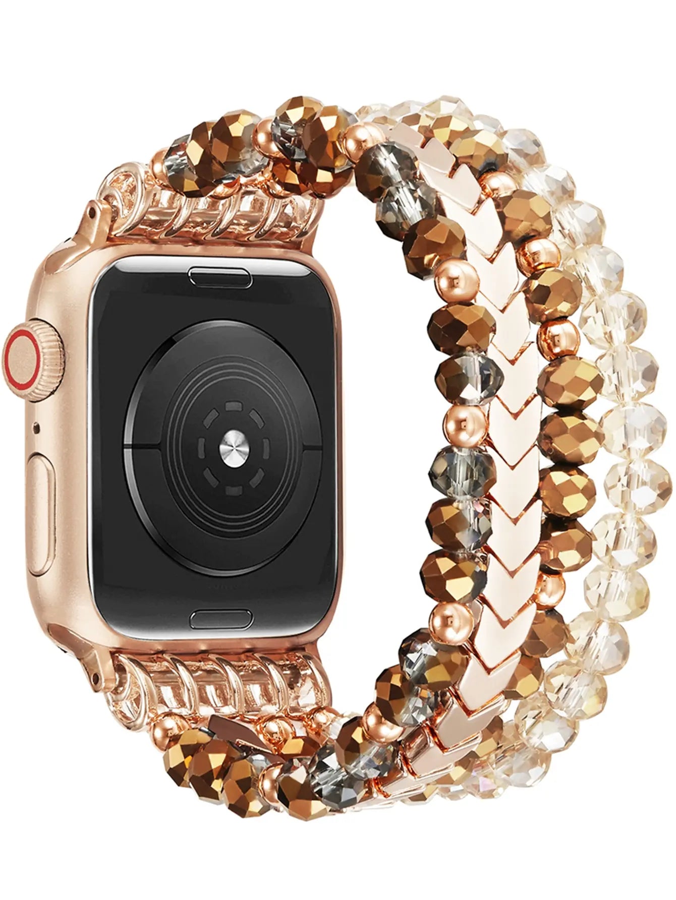 Apple Watch Schmuckarmband mit Perlen (Kaffeebraun)