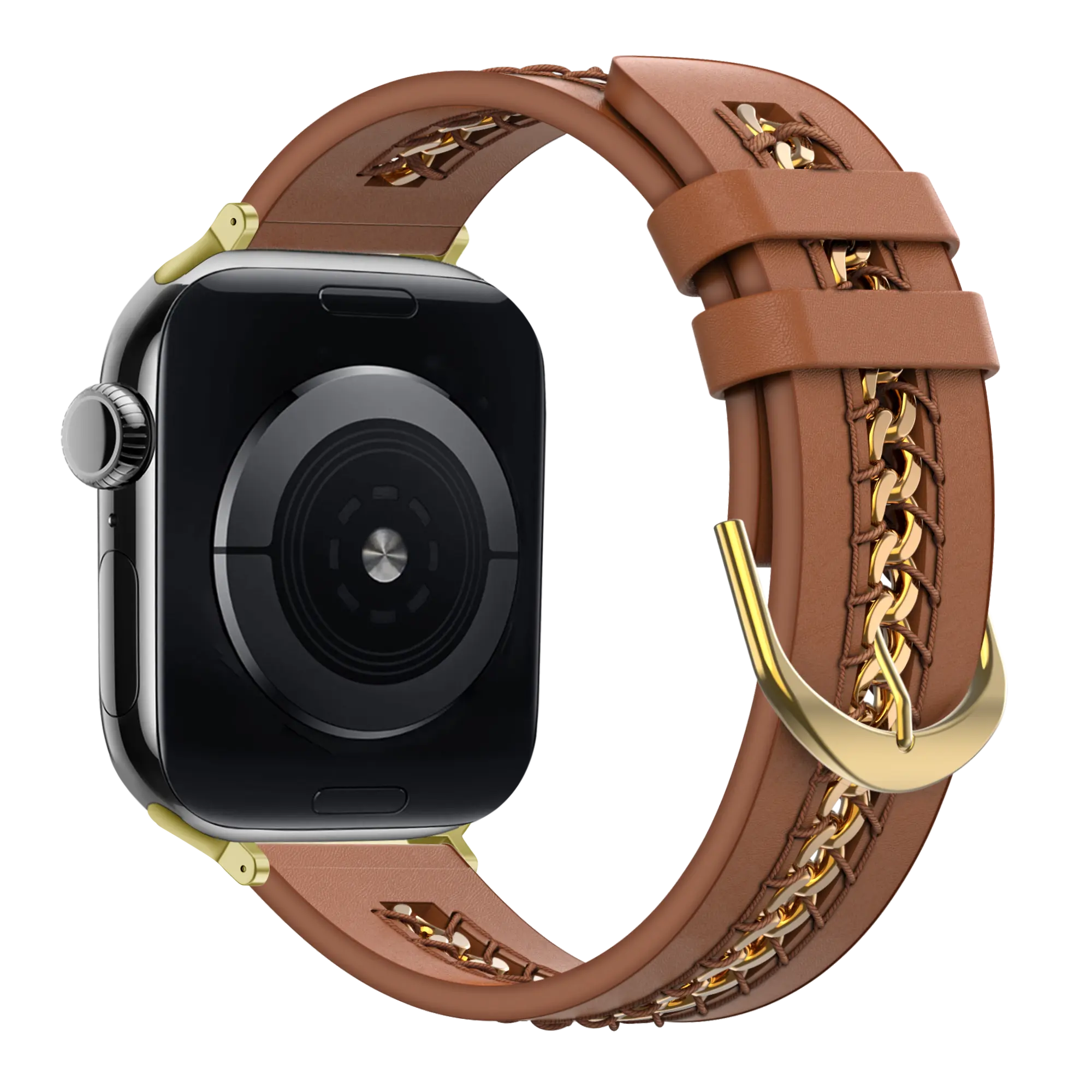 Bandz Apple Watch Lederarmband 'Chains' (Braun)