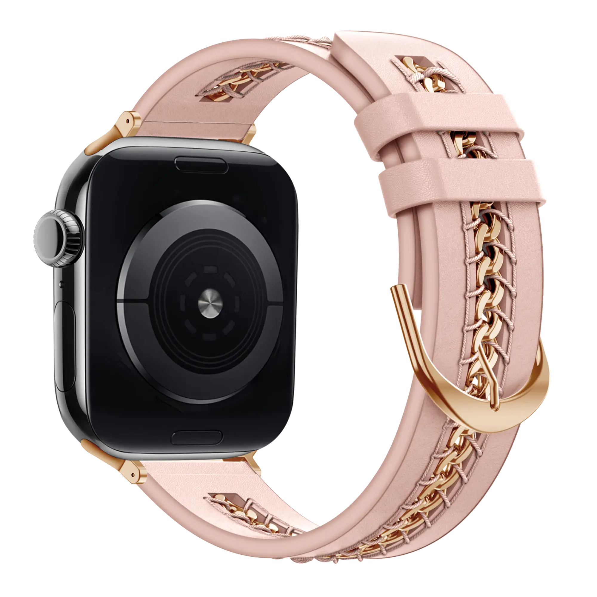 Bandz Apple Watch Lederarmband 'Chains' (Rosa)