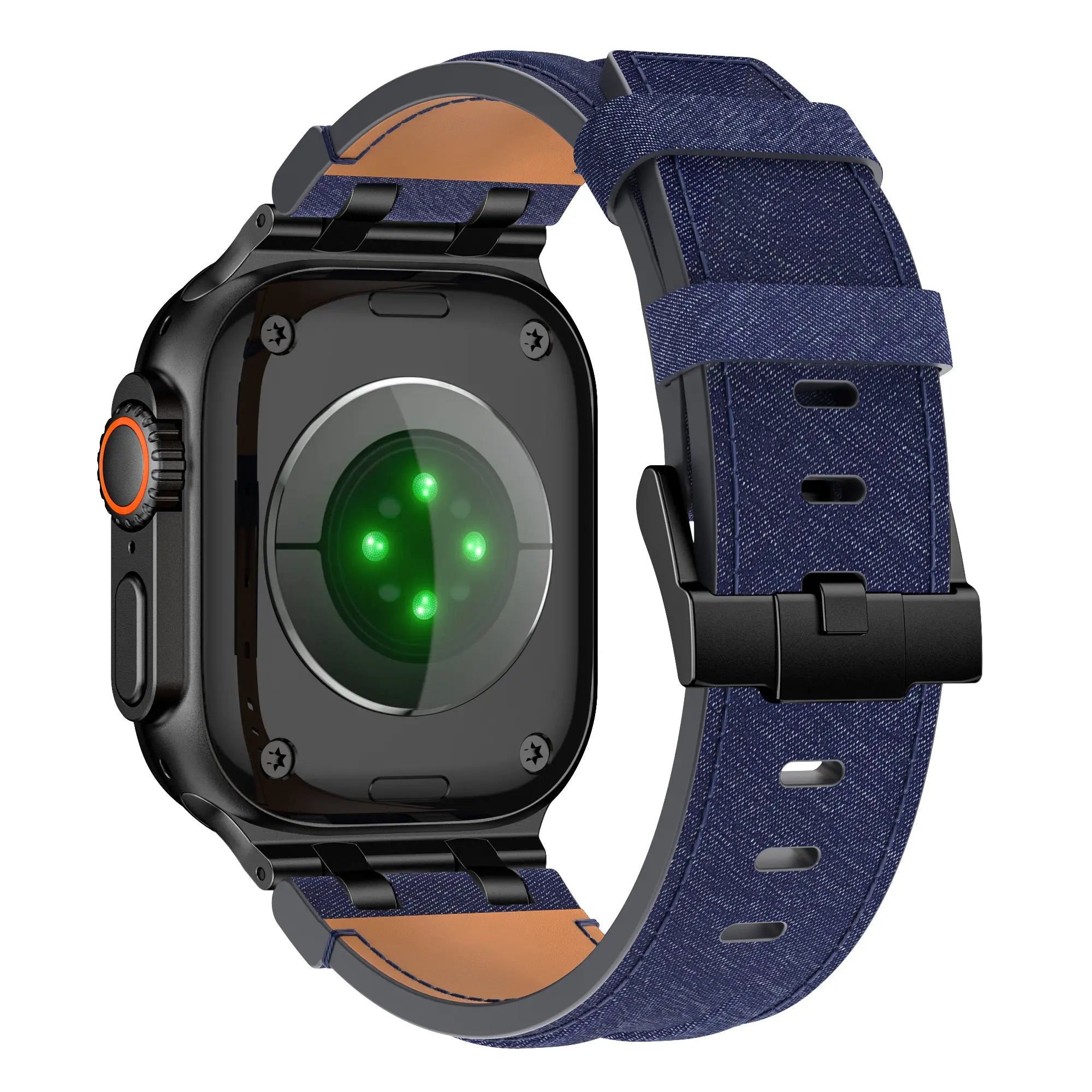 Apple Watch Denim Leather Strap (Blue/Black)