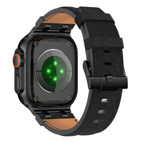 Correa cuero denim Apple Watch (negro)