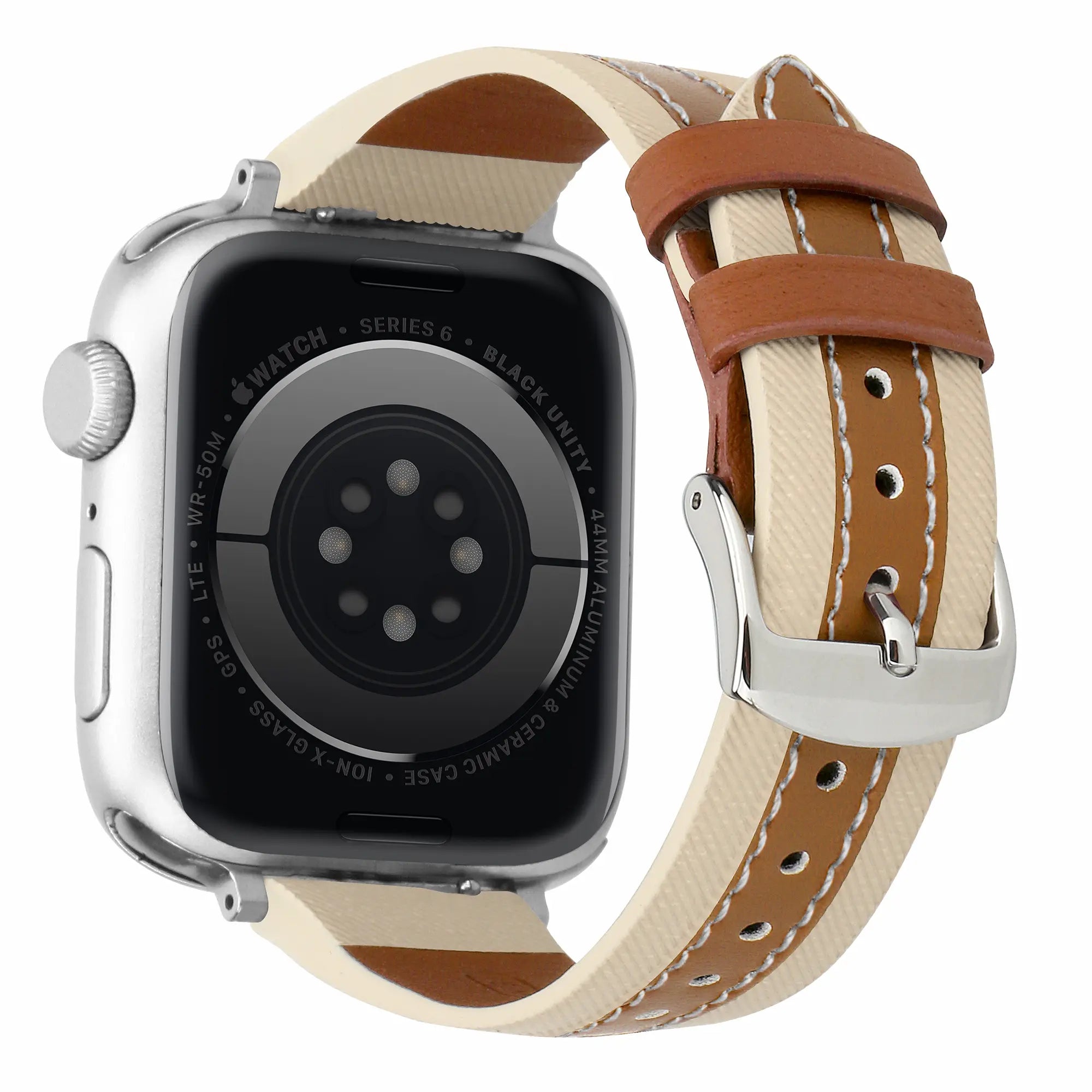 Apple Watch Slim Hybrid Lederarmband (Beige/Braun)