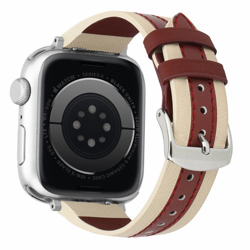 Apple Watch Slim Hybrid Leather Strap (Beige/Red)