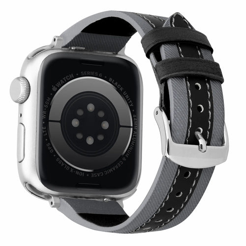 Apple Watch Slim Hybrid Leather Strap (Grey/Black)