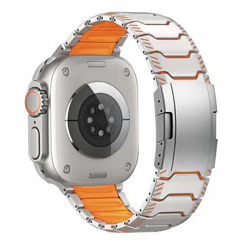 Correa titanio híbrida mecha Apple Watch (titanio/naranja)