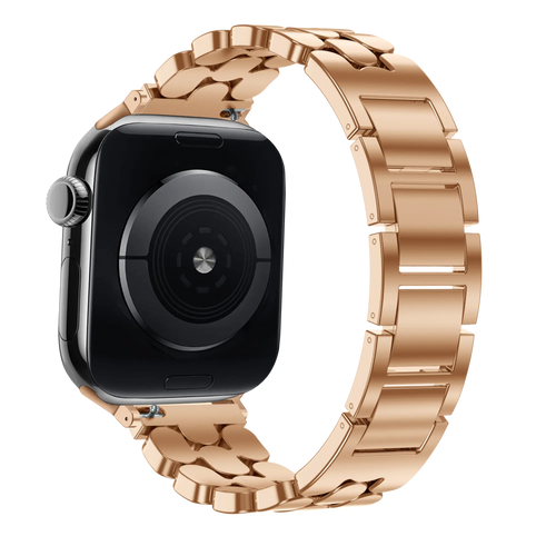 Steel Strap 'Oval', rose gold, on a watch, 3/4 rear view