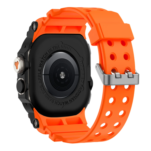 Bandz Apple Watch Ultra TPU band met case (oranje met titanium)