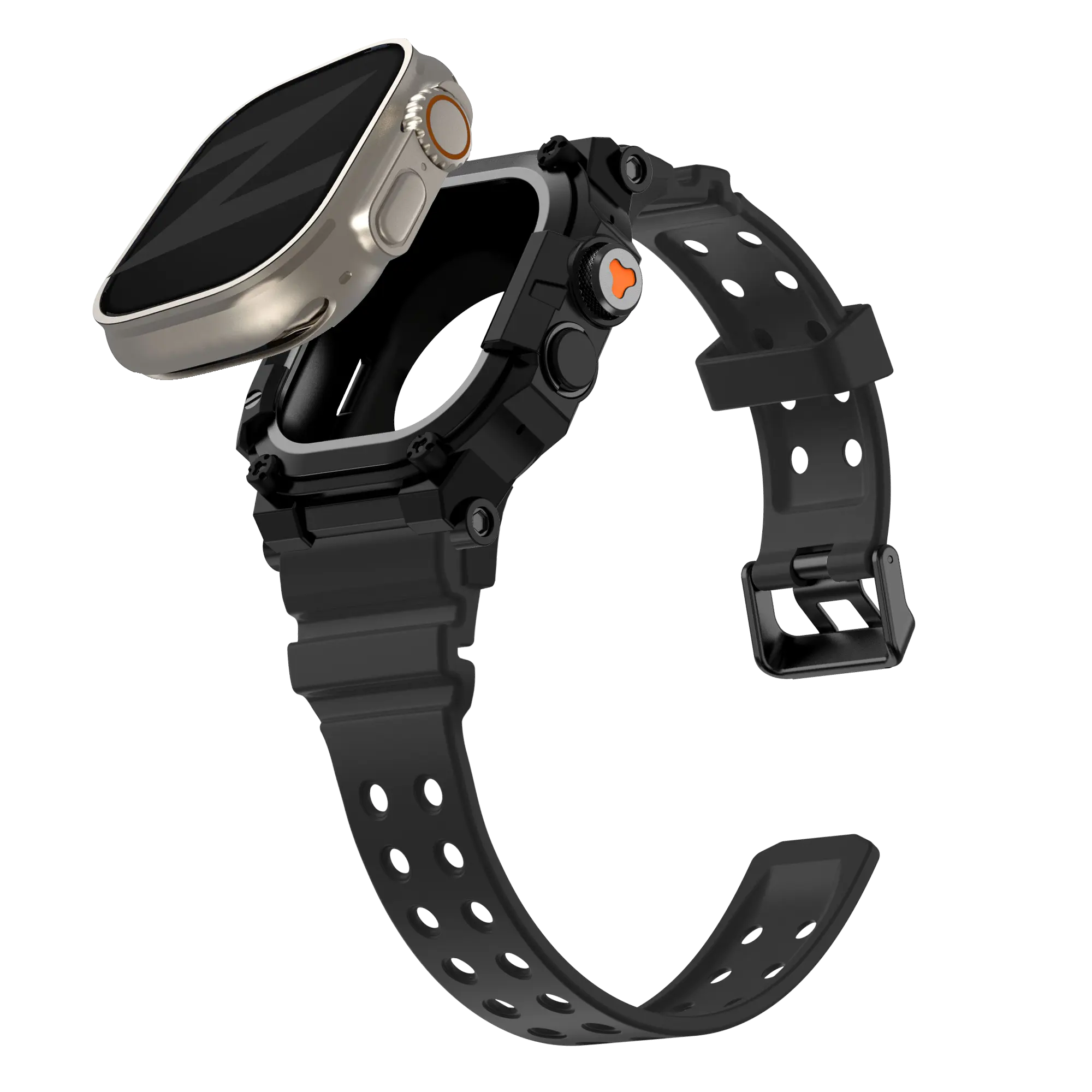 Bandz Correa TPU con funda Apple Watch Ultra (negro con negro)