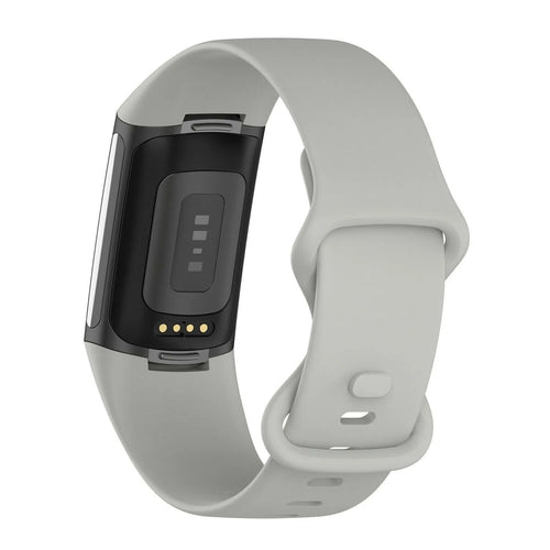 Silicone Strap, grey, on a watch, 3/4 rear view