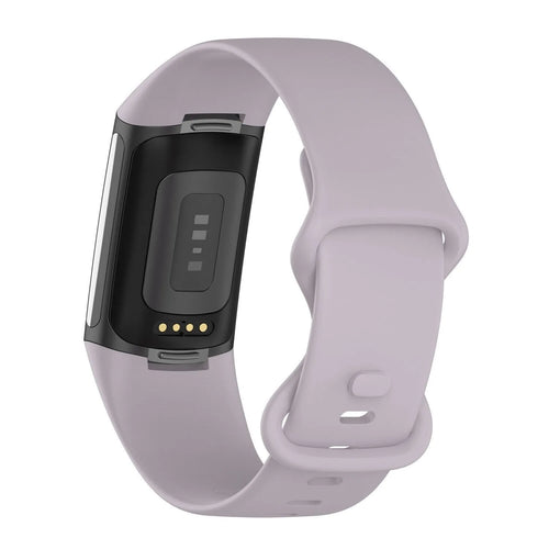 Silicone Strap, lavender, on a watch, 3/4 rear view