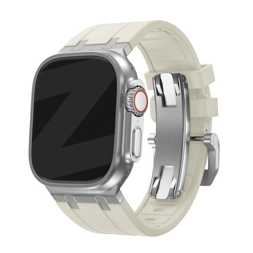 Bandz Apple Watch Silikonarmband 'Luxe Liquid' (Beige mit Silber)