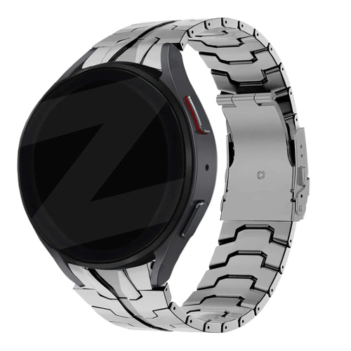 Steel Strap 'Iron', silver, on a watch, 3/4 rear view