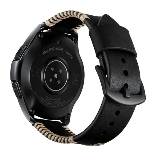 Bracelet en cuir cousu Polar Grit X (noir)
