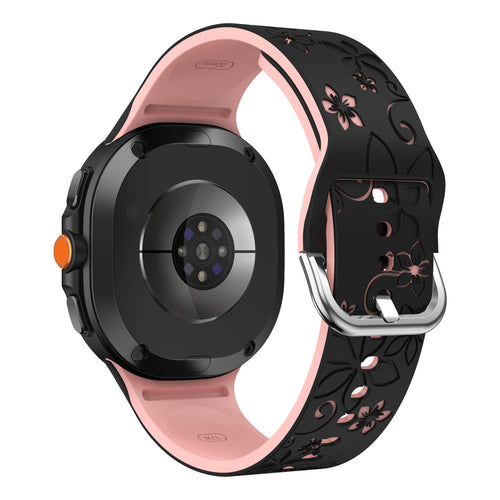 Bracelet silicone avec fleurs Samsung Galaxy Watch 8 - 40mm (noir/rose)