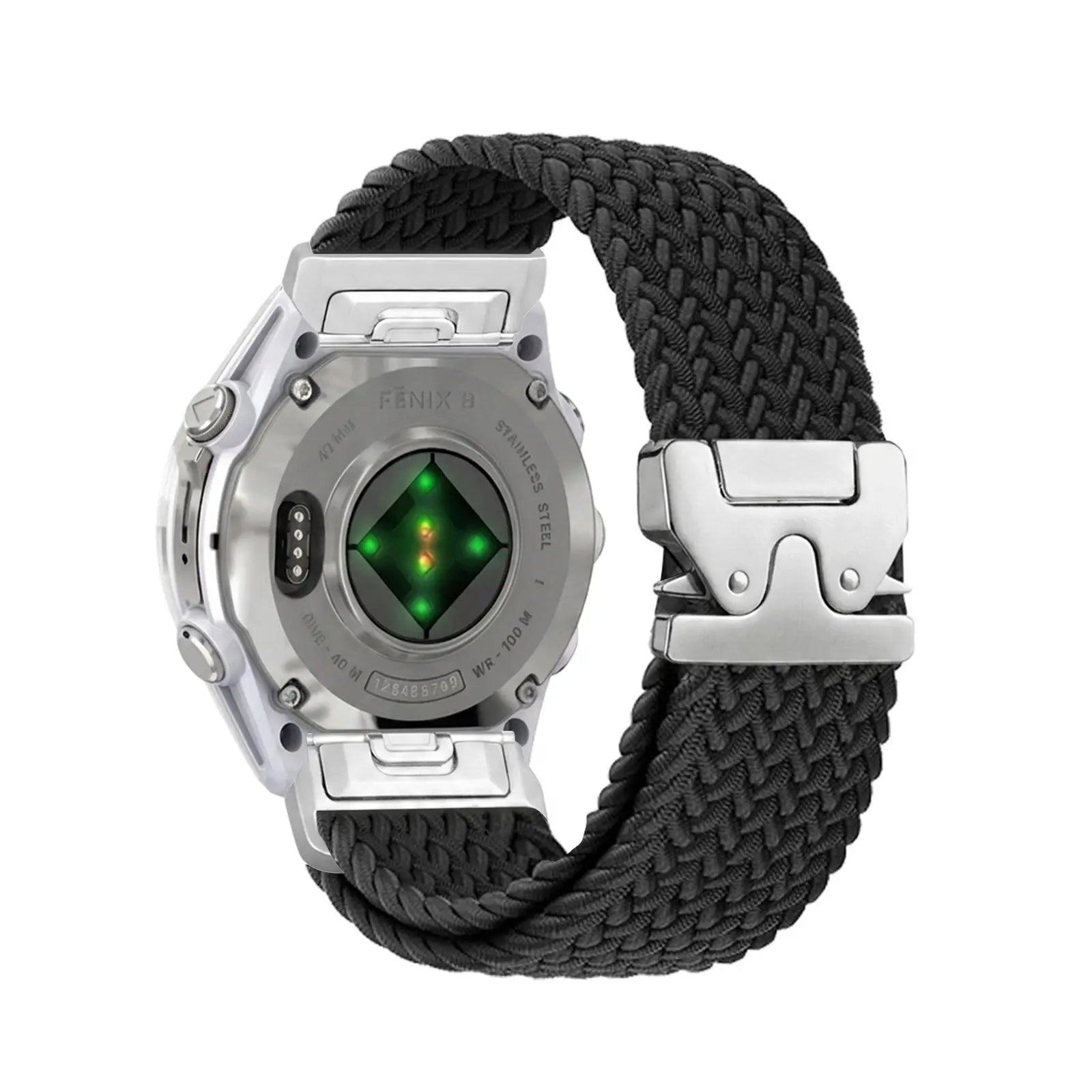 Garmin Fenix 6 Geflochtenes Armband mit P-Schnalle (Schwarz mit Silber)