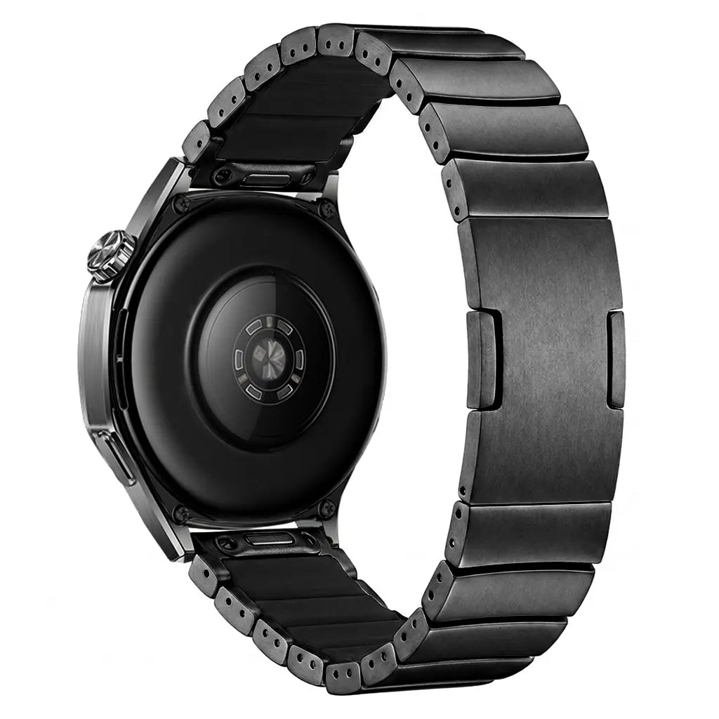 One Bead Titanium Strap, black, on a watch, 3/4 rear view
