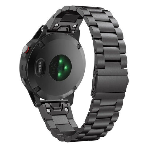 Steel Strap, black, on a watch, 3/4 rear view