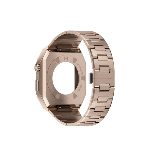 Reqior Apple Watch 45mm Case with Steel Strap 'Nautilus' (Rose Gold)
