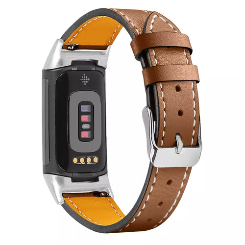 Fitbit Charge 5 Modern Lederarmband (Braun)