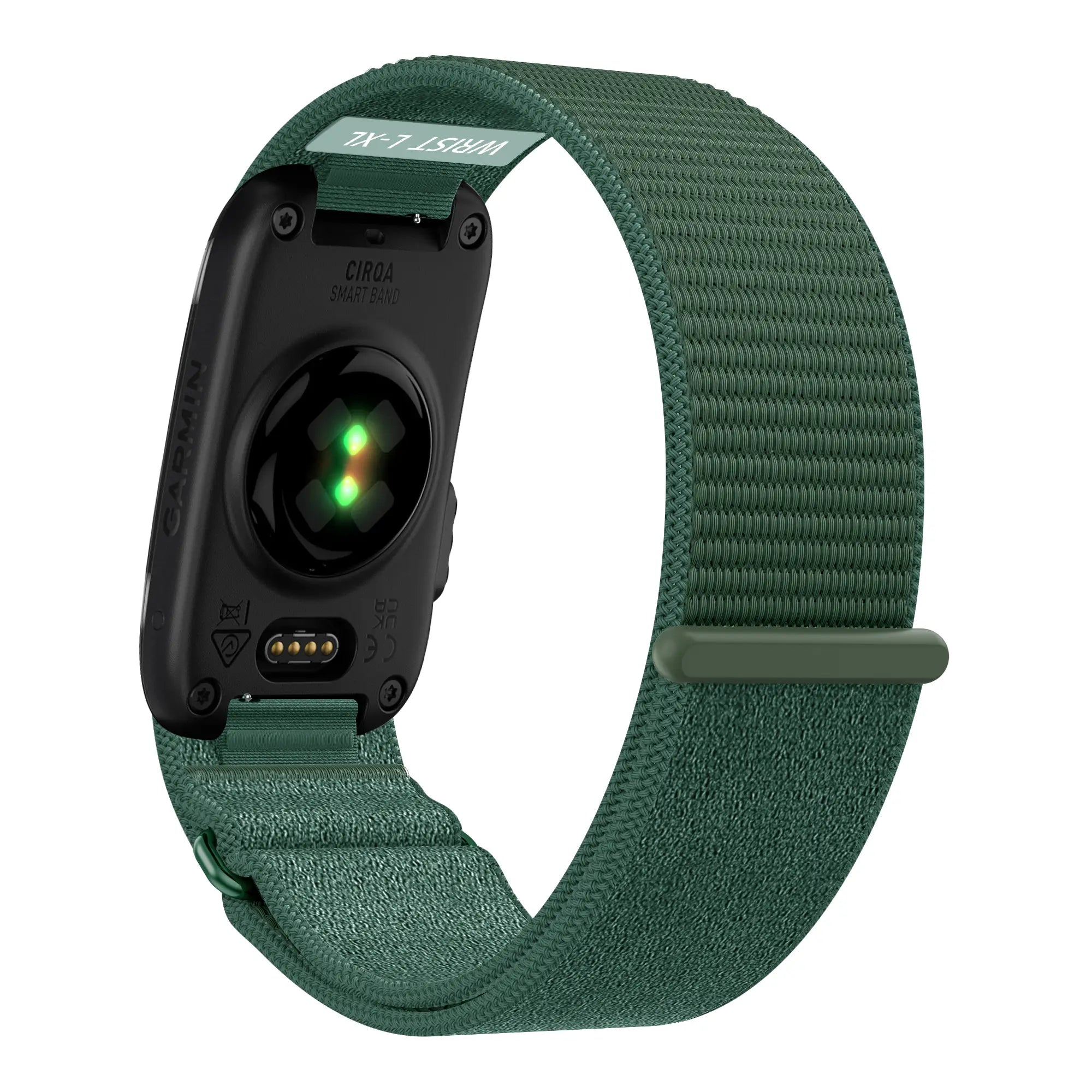 Nylon Strap 'Classic', viridian, on a watch, 3/4 rear view
