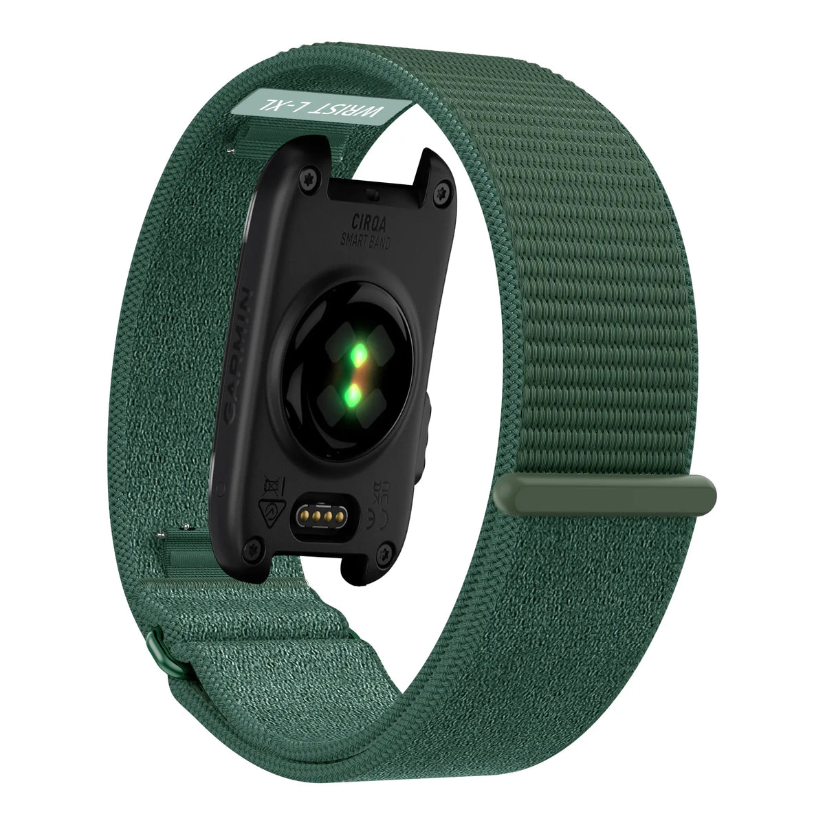 Nylon Strap 'Classic', viridian, on a watch, 3/4 rear view