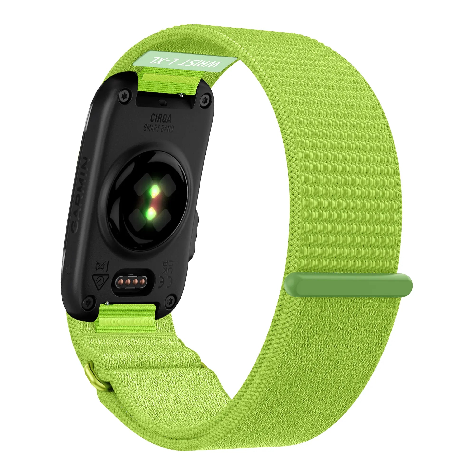 Nylon Strap 'Classic', lime, on a watch, 3/4 rear view