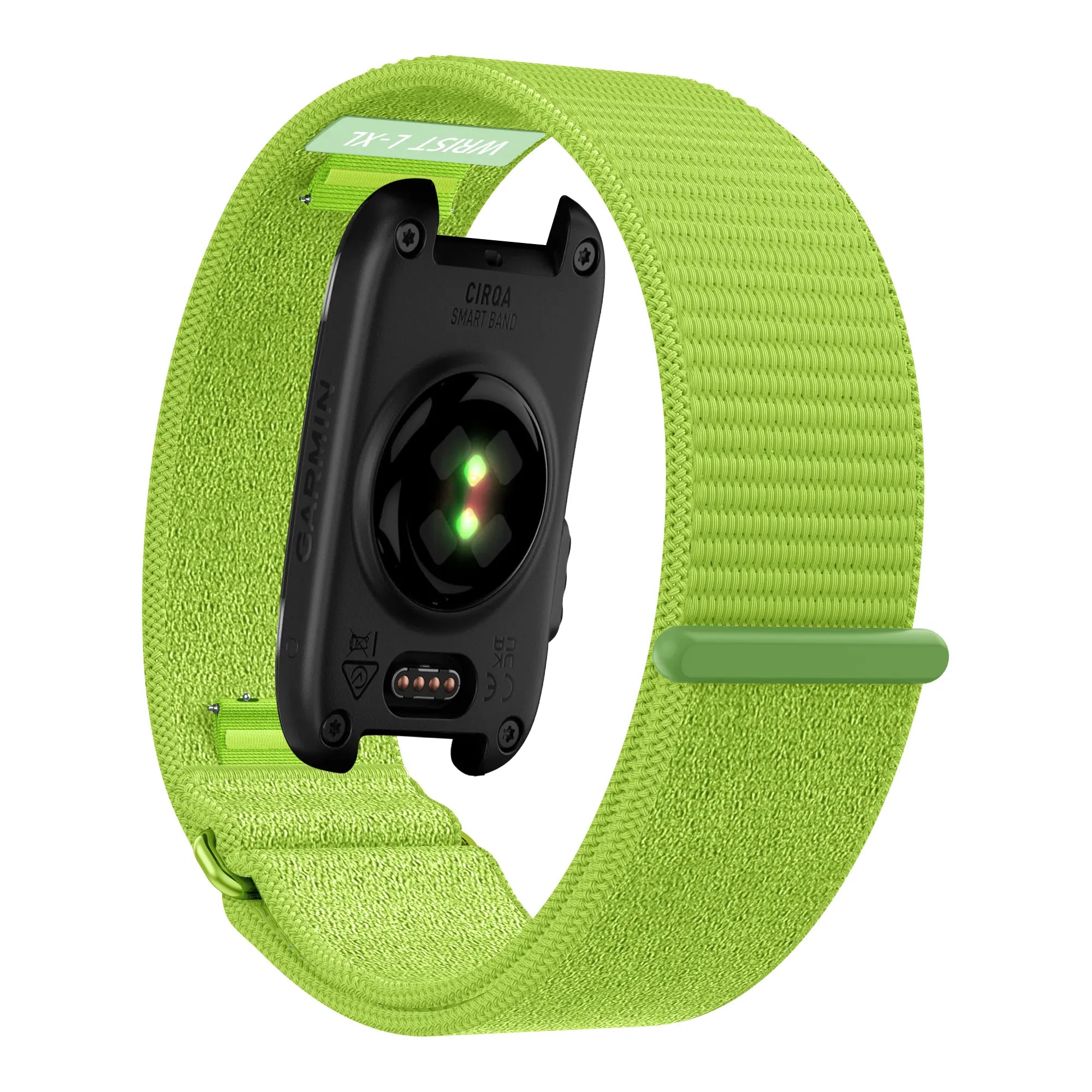 Nylon Strap 'Classic', lime, on a watch, 3/4 rear view