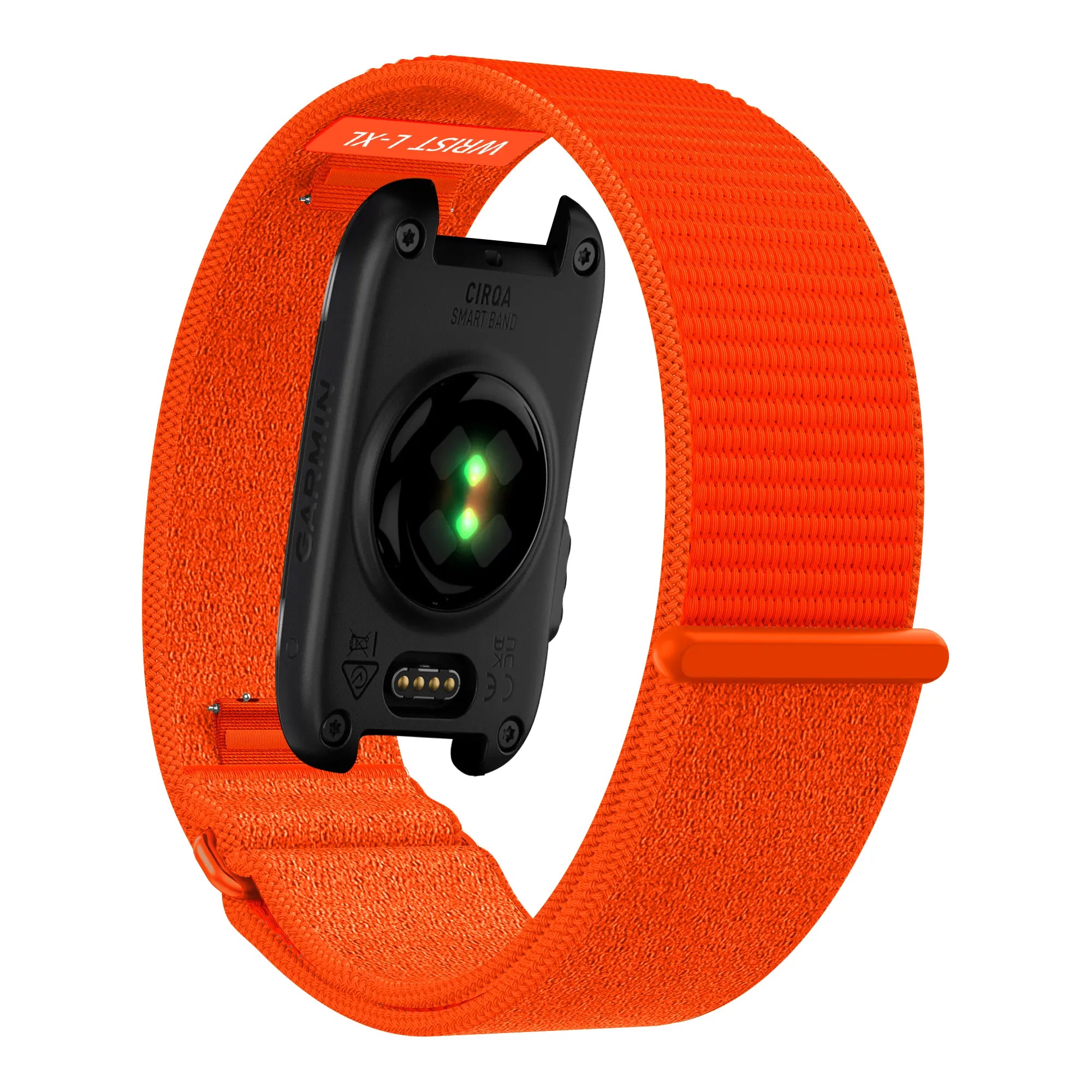 Nylon Strap 'Classic', orange, on a watch, 3/4 rear view
