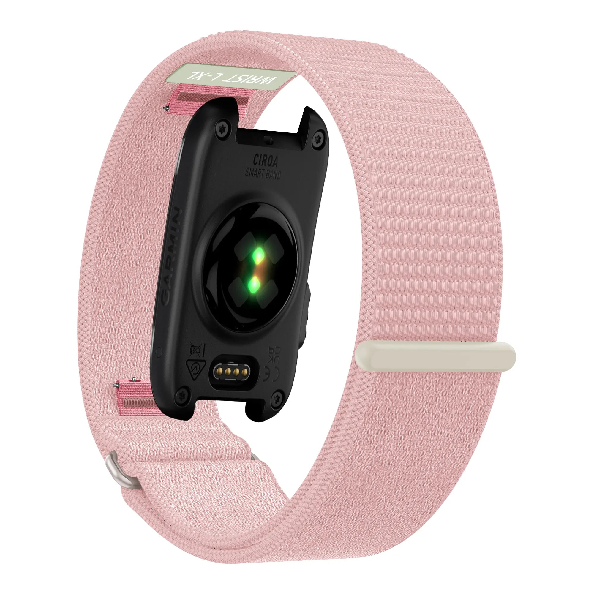 Nylon Strap 'Classic', light pink, on a watch, 3/4 rear view