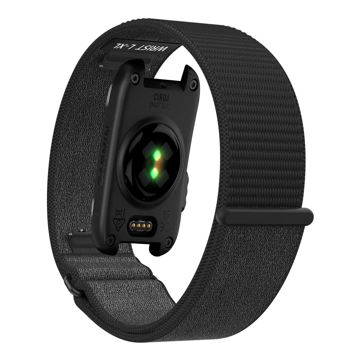 Nylon Strap 'Classic', rock black, on a watch, 3/4 rear view