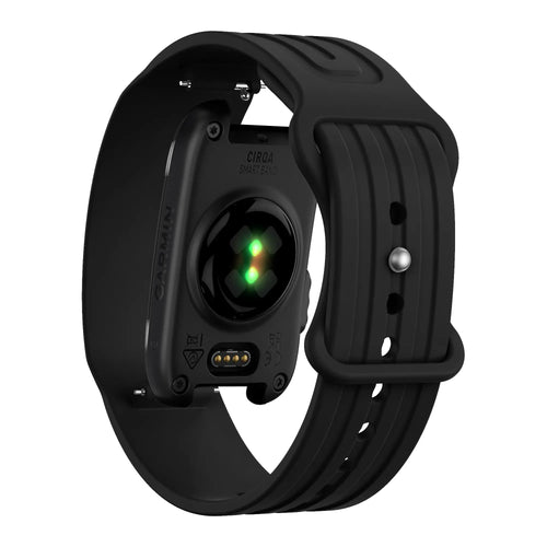Silicone Strap 'Classic', black, on a watch, 3/4 rear view