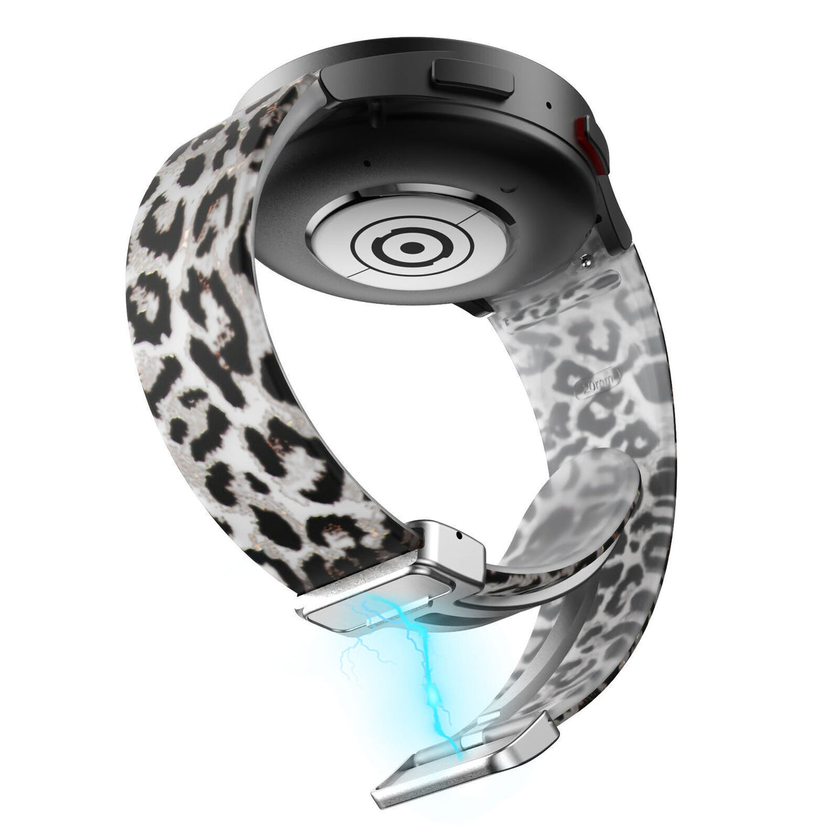 Silicone Magnetic Patterned Strap, on a watch, 3/4 rear view