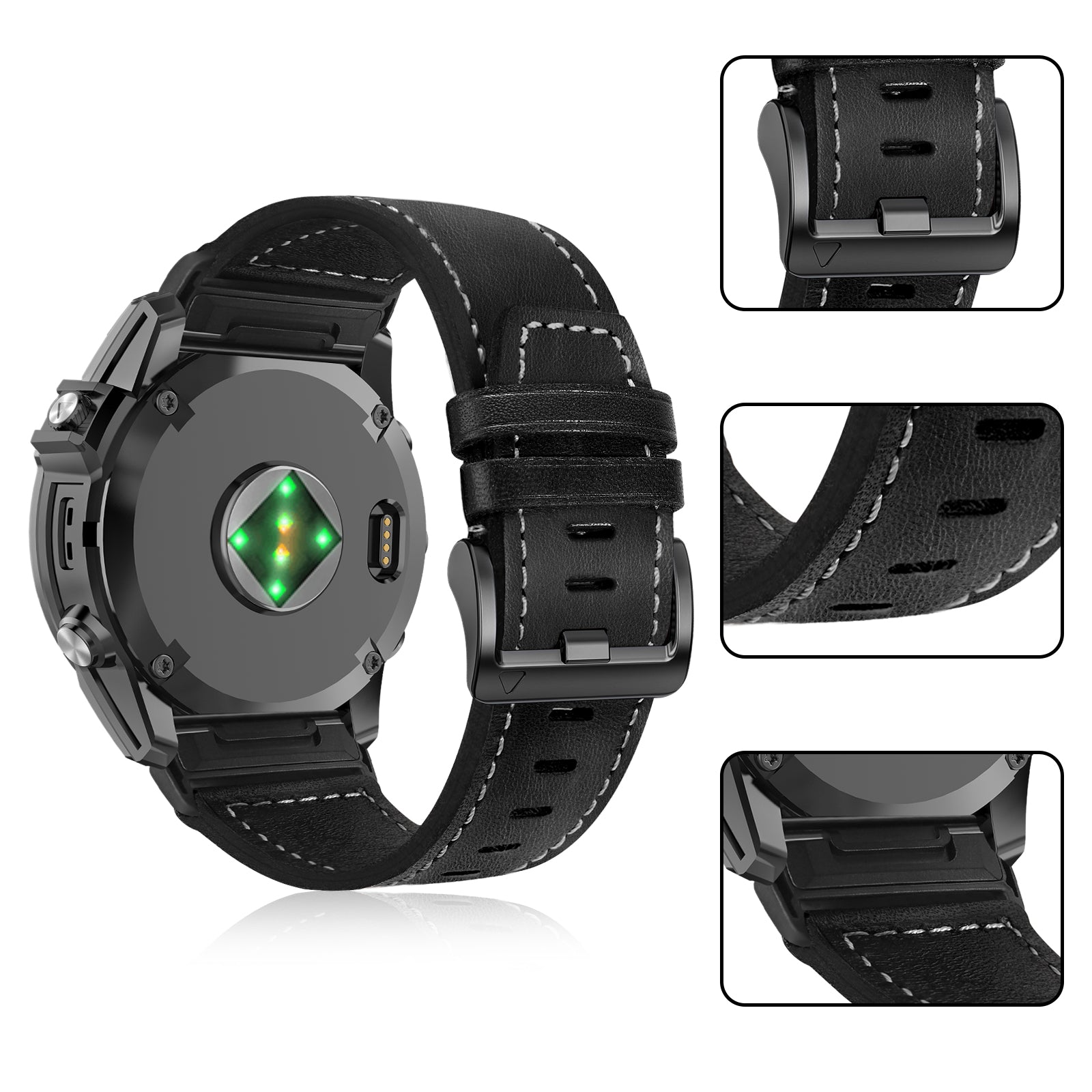Garmin Epix Gen 2 Premium Leather Strap (Black)