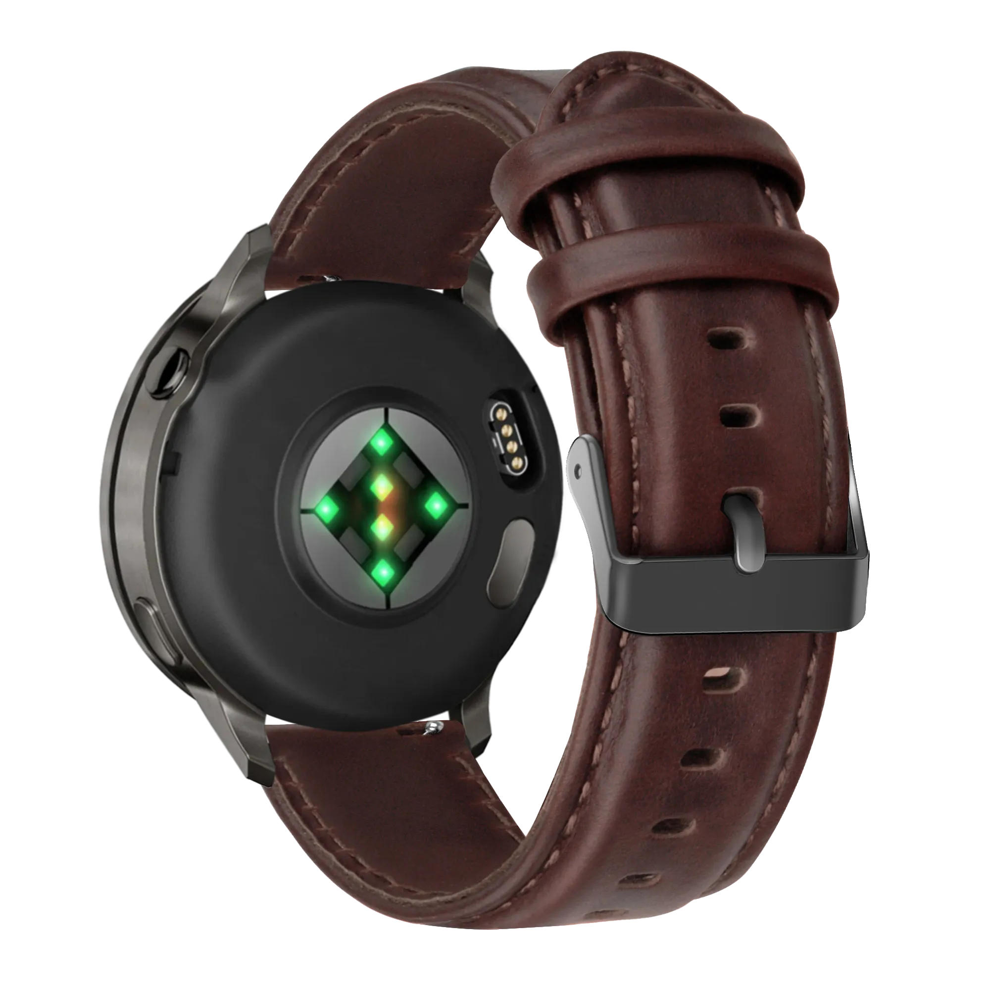 Bandz Garmin Venu 2 Leather Strap 'Classic' (Dark Brown)