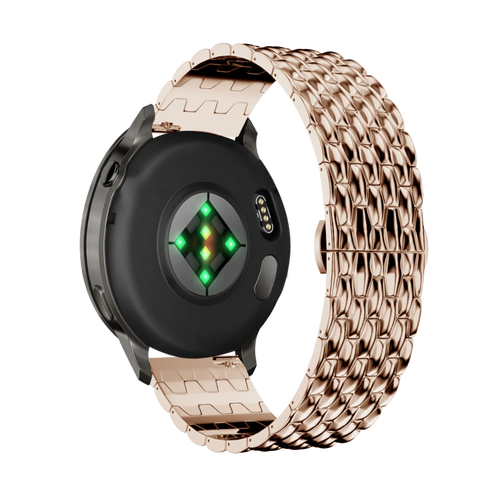 Steel Strap 'Dragon', rose gold, on a watch, 3/4 rear view