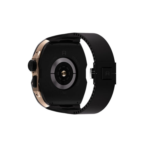 Reqior Apple Watch Ultra Case with Rubber Strap (Black/Rose Gold)