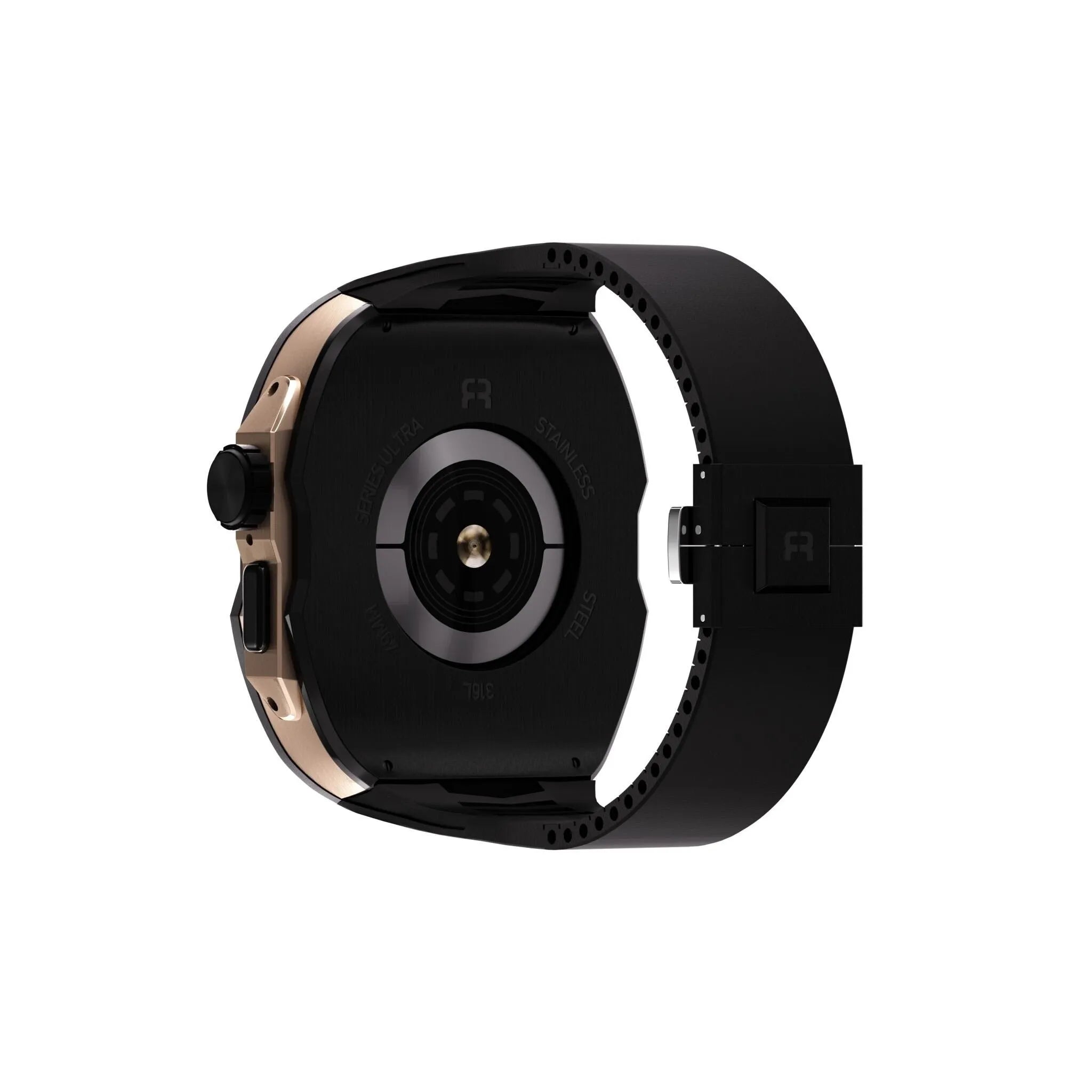 Reqior Funda con correa de goma Apple Watch Ultra (negro/rosa dorado)
