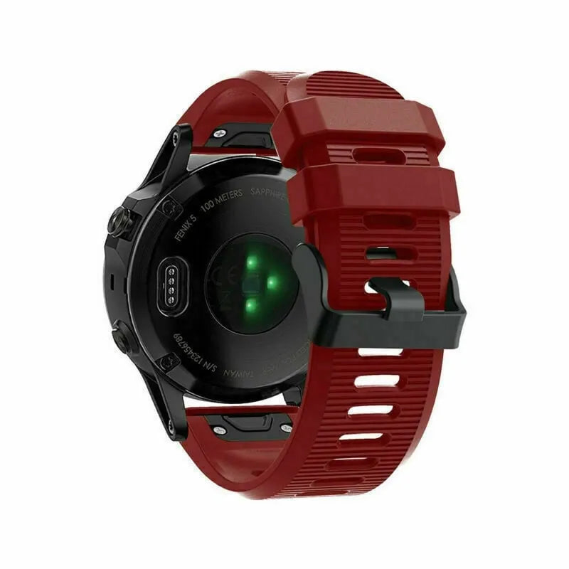 Silicone Strap, red, on a watch, 3/4 rear view
