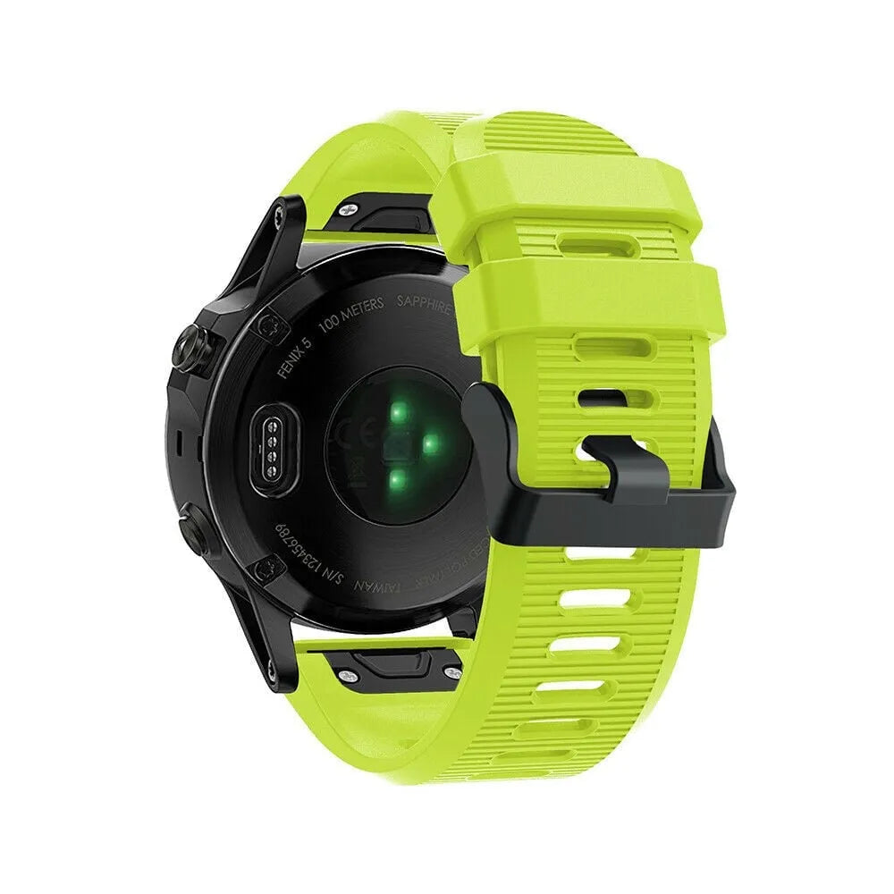 Silicone Strap, light green, on a watch, 3/4 rear view