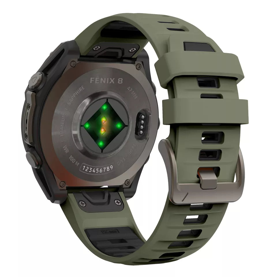 Garmin Fenix 8 Pro - 51mm Sport Armband mit Schnalle (Olivgrün/Schwarz)