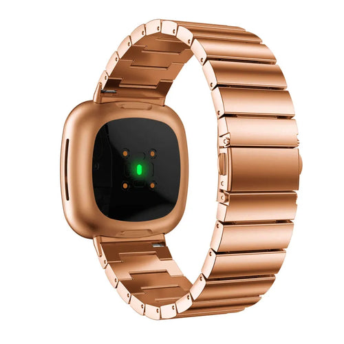 Metal Strap, rose gold, on a watch, 3/4 rear view