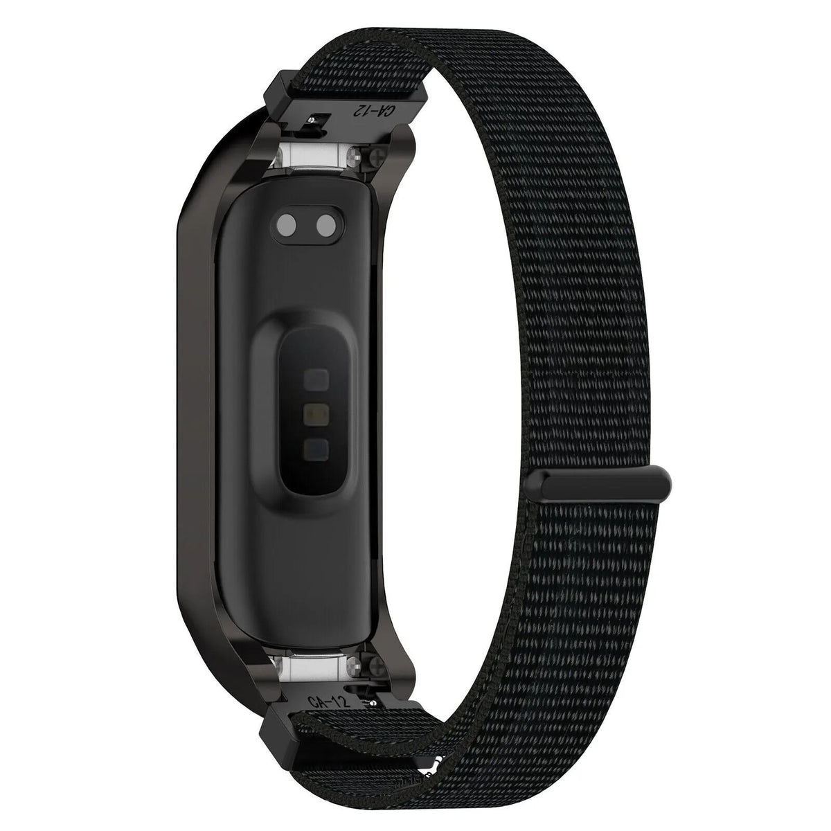 Nylon Strap, black, on a watch, 3/4 rear view