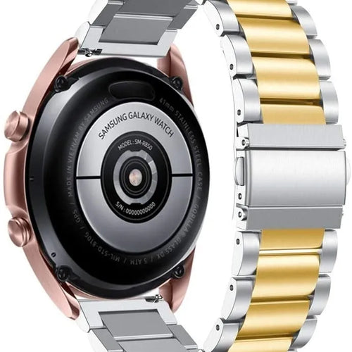 Steel Strap, silver/gold, on a watch, 3/4 rear view