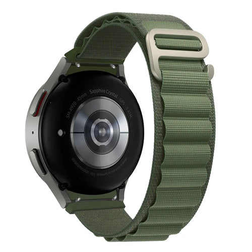Alpine Nylon Strap, green, on a watch, 3/4 rear view