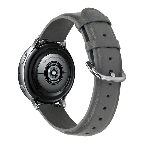Leather Strap, dark grey, on a watch, 3/4 rear view