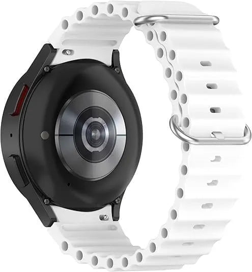 Silicone Ocean Strap, white, on a watch, 3/4 rear view