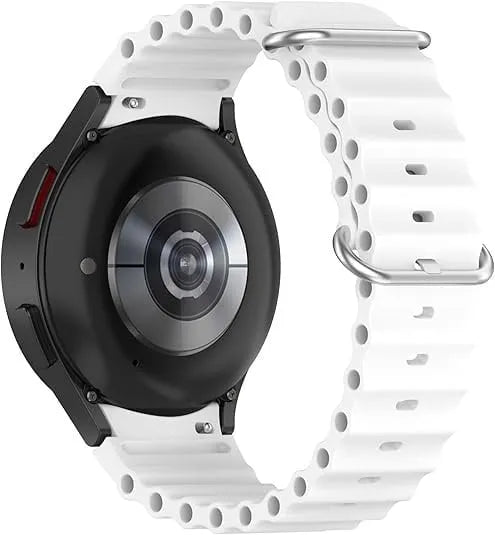 Silicone Ocean Strap, white, on a watch, 3/4 rear view