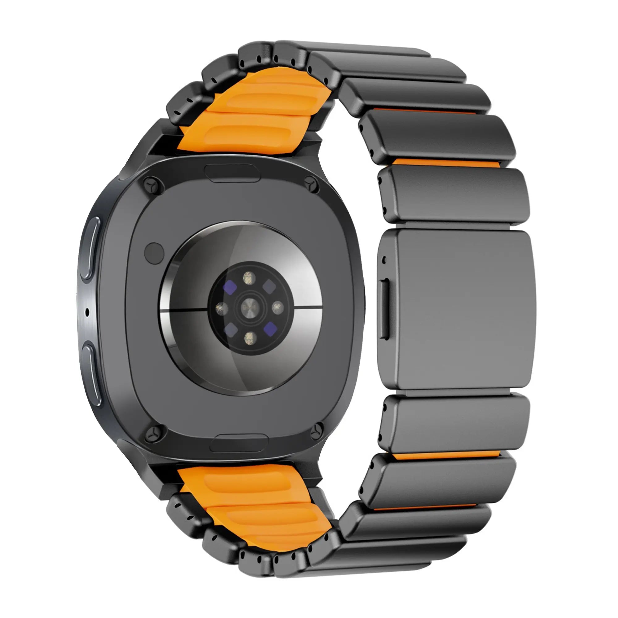 Bandz Samsung Galaxy Watch 8 - 44mm Titanarmband 'Hybrid' (Schwarz/Orange)