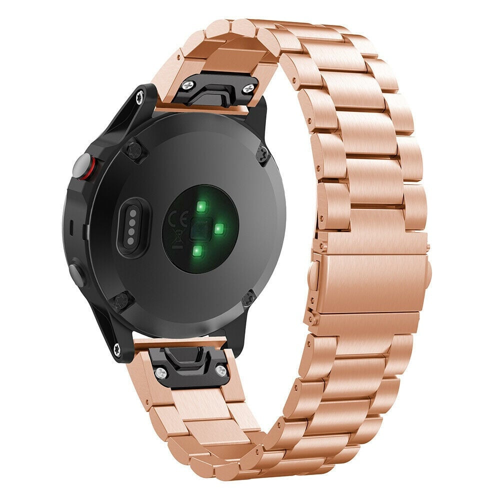 Steel Strap, rose gold, on a watch, 3/4 rear view