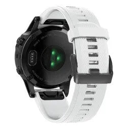 Silicone Strap, white, on a watch, 3/4 rear view